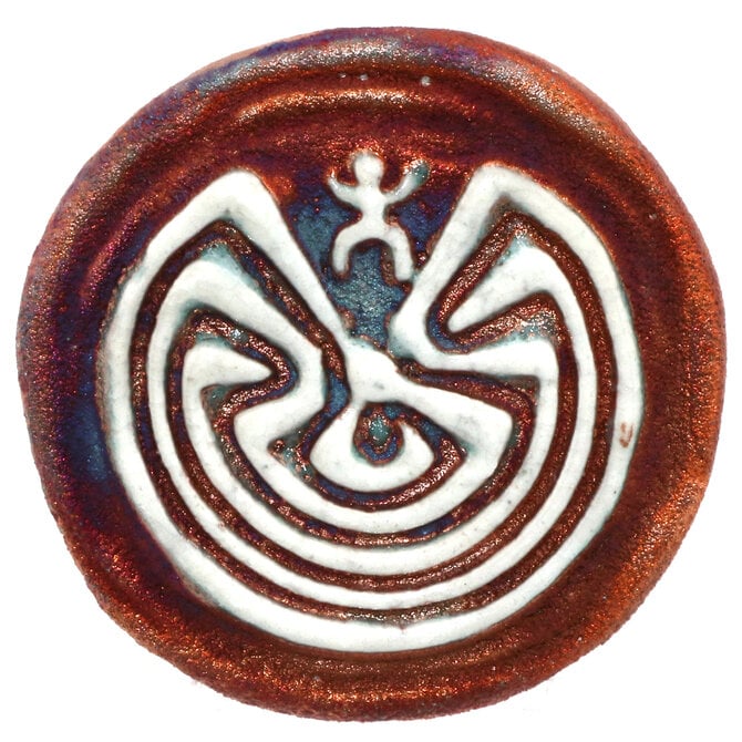 Raku Pottery Works MEDALLION-MAN IN THE MAZE