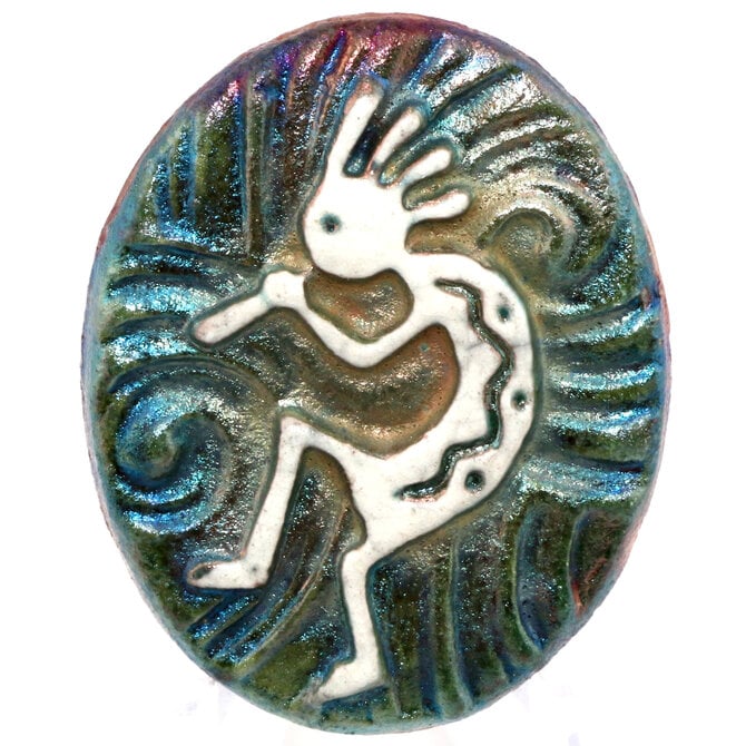 Raku Pottery Works MEDALLION-KOKOPELLI