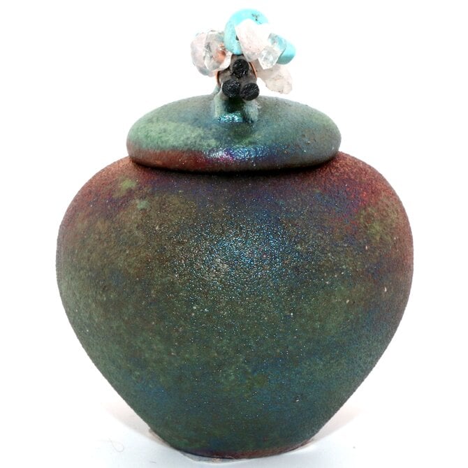 Raku Pottery Works JAR-MINI FETISH W/ STKS/BD 2"