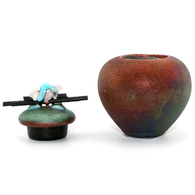 Raku Pottery Works JAR-MINI FETISH W/ STKS/BD 2"