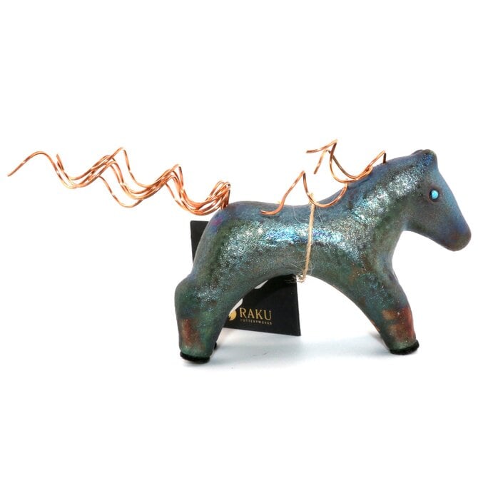 Raku Pottery Works HORSE-SPIRIT COPPER MANE/TQ 6"