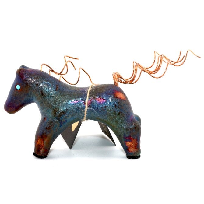 Raku Pottery Works HORSE-SPIRIT COPPER MANE/TQ 6"