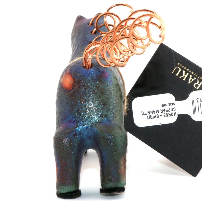 Raku Pottery Works HORSE-SPIRIT COPPER MANE/TQ 6"