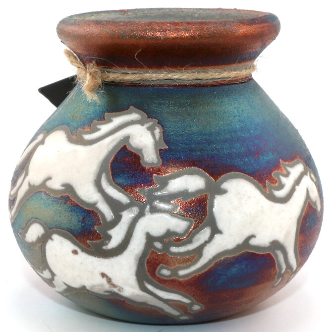 Raku Pottery Works VASE-SM HORSE