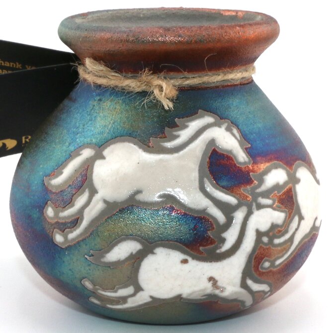 Raku Pottery Works VASE-SM HORSE