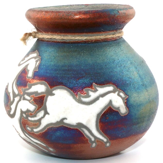Raku Pottery Works VASE-SM HORSE