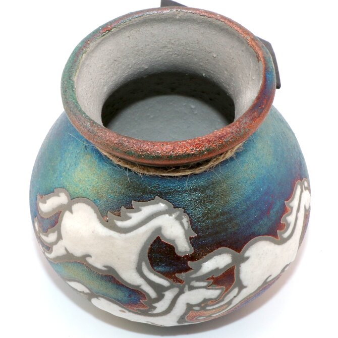 Raku Pottery Works VASE-SM HORSE