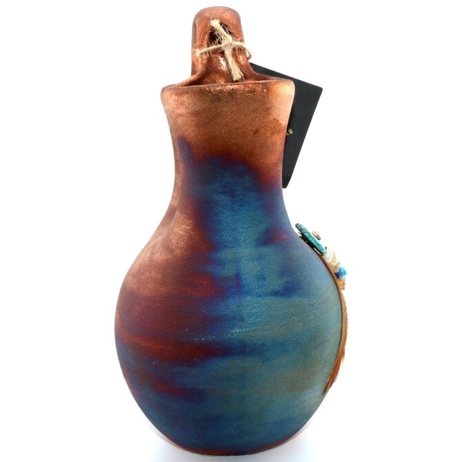 Raku Pottery Works WEDDING VASE-LG/FTHR/TQ 7"