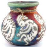 Raku Pottery Works VASE-SM KOKOPELLI