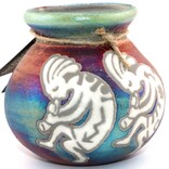 Raku Pottery Works VASE-SM KOKOPELLI