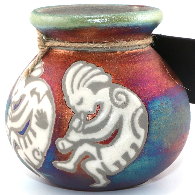 Raku Pottery Works VASE-SM KOKOPELLI