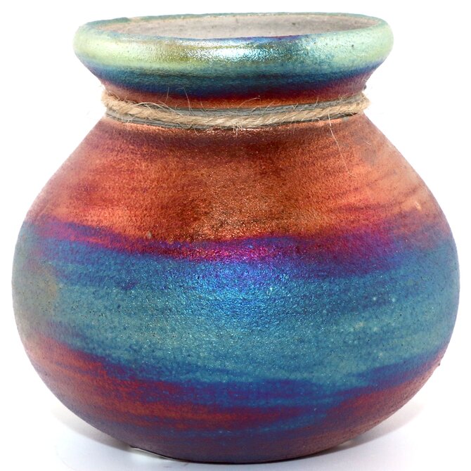 Raku Pottery Works VASE-SM KOKOPELLI