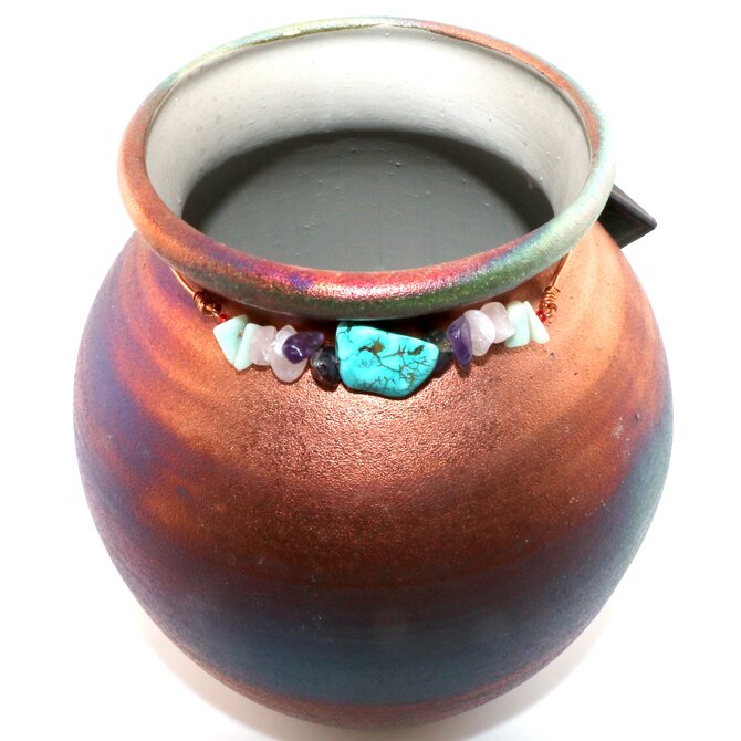 Raku Pottery Works JAR-MD SPIRIT W/ COPPER TQ