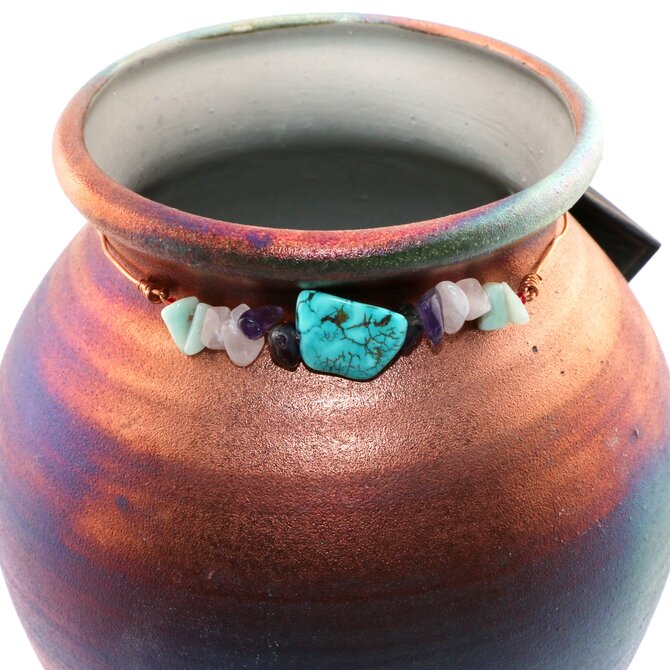 Raku Pottery Works JAR-MD SPIRIT W/ COPPER TQ