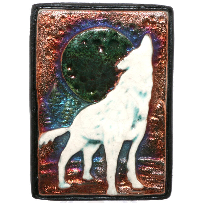 Raku Pottery Works WALL ART-SM WOLF