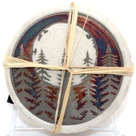 Raku Pottery Works COASTER SET-FIR TREES S/4