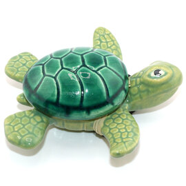 Raku Pottery Works Sea Turtle-Green Large