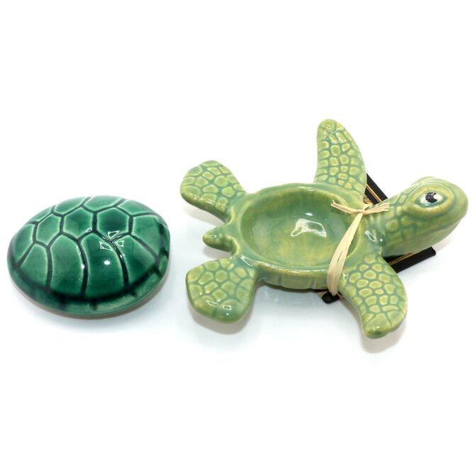 Raku Pottery Works Sea Turtle-Green Large