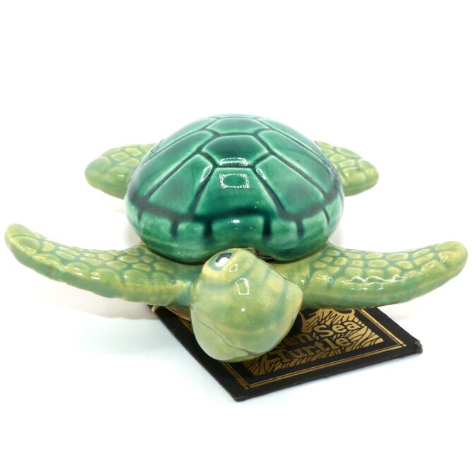 Raku Pottery Works Sea Turtle-Green Large
