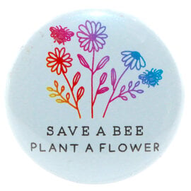 BUTTON PIN FUN PIN-RND SAVE BEE/PLANT FLOWER