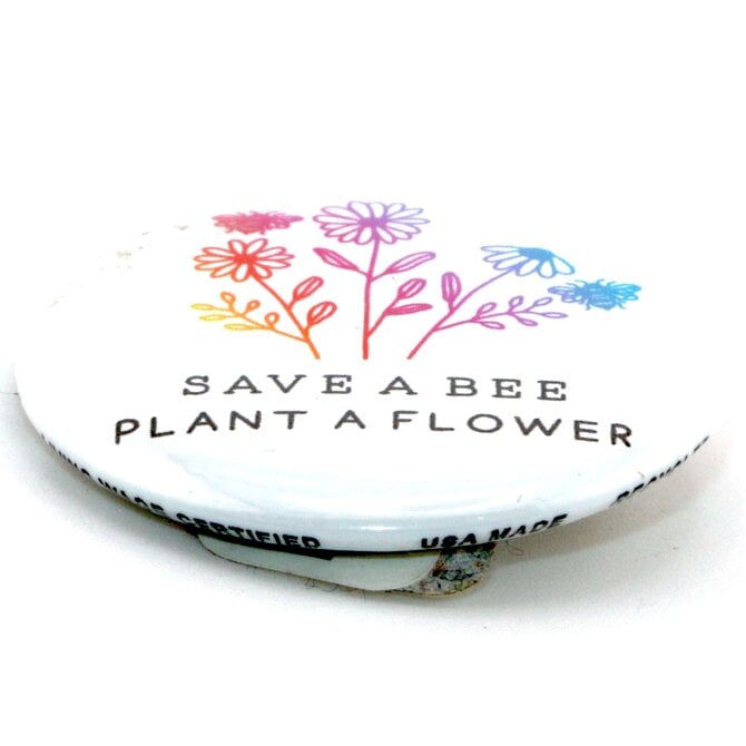 BUTTON PIN FUN PIN-RND SAVE BEE/PLANT FLOWER