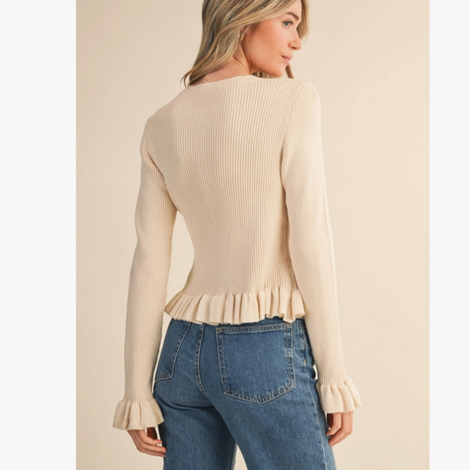 &MERCI Cardi-Ruffle Hem Ribbed