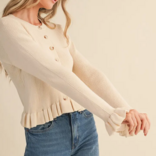 &MERCI Cardi-Ruffle Hem Ribbed