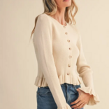 &MERCI Cardi-Ruffle Hem Ribbed
