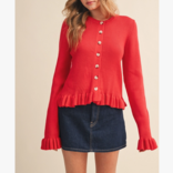 &MERCI Cardi-Ruffle Hem Ribbed