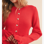 &MERCI Cardi-Ruffle Hem Ribbed