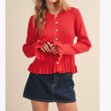 &MERCI Cardi-Ruffle Hem Ribbed