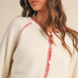 &MERCI Cardi-Contrast Blanket Stitch
