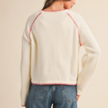 &MERCI Cardi-Contrast Blanket Stitch