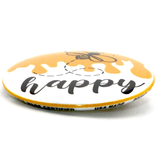 BUTTON PIN FUN PIN-RND HONEY DRIP BEE HAPPY