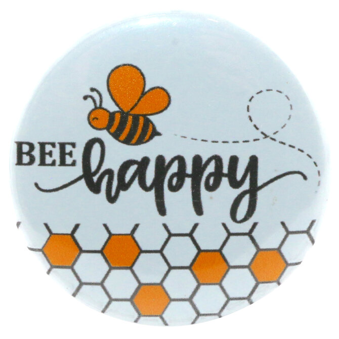 BUTTON PIN FUN PIN-RND HONEYCOMB BEE HAPPY