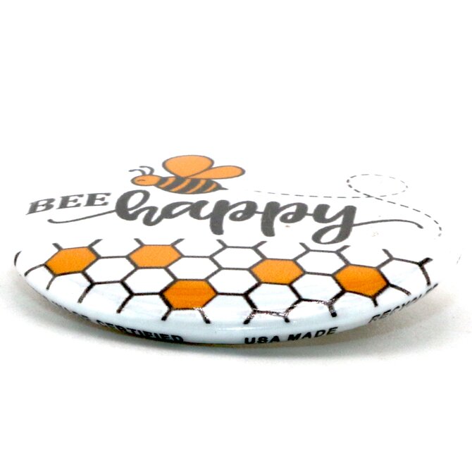 BUTTON PIN FUN PIN-RND HONEYCOMB BEE HAPPY