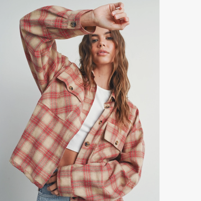 BUTTERMELON Shirt-Plaid Long Sleeve