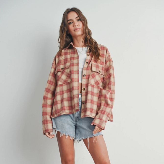 BUTTERMELON Shirt-Plaid Long Sleeve