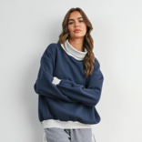 BUTTERMELON Sweatshirt-Cozy Contrast Turtleneck
