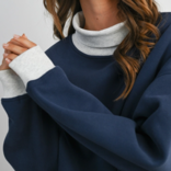 BUTTERMELON Sweatshirt-Cozy Contrast Turtleneck