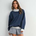 BUTTERMELON Sweatshirt-Cozy Contrast Turtleneck