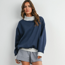 BUTTERMELON Sweatshirt-Cozy Contrast Turtleneck