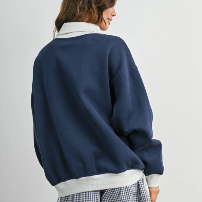 BUTTERMELON Sweatshirt-Cozy Contrast Turtleneck