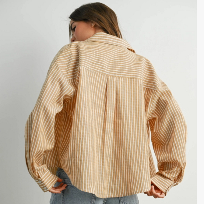 BUTTERMELON Top-Crop Button Up Long Sleeve