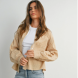 BUTTERMELON Top-Crop Button Up Long Sleeve