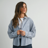 BUTTERMELON Top-Crop Button Up Long Sleeve
