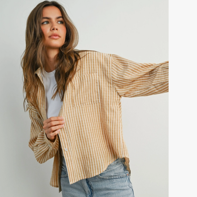 BUTTERMELON Top-Crop Button Up Long Sleeve