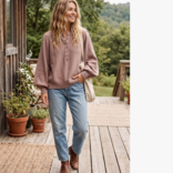 Sewn & Seen Top-Henley Balloon Sleeve