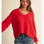AEMI + CO Sweater-Brushed V Neck