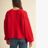 AEMI + CO Sweater-Brushed V Neck